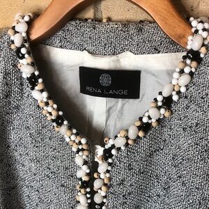 Rena Lange Gray Jacket with Beaded Trim